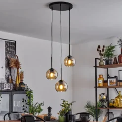 hofstein Suspension Verre 15 cm Koyoto Ambre, 3 lumières