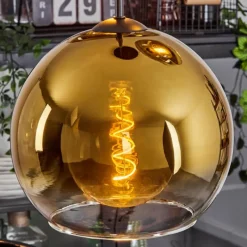 hofstein Suspension Verre 25 cm Koyoto Or, Clair, 3 lumières