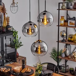 Suspension Verre Fumé-hofstein Suspension Verre 25 cm Koyoto Chrome, Clair, Fumé, 3 lumières