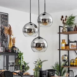 Suspension Verre Fumé-hofstein Suspension Verre 25 cm Koyoto Chrome, Clair, Fumé, 3 lumières