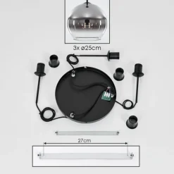 Suspension Verre Fumé-hofstein Suspension Verre 25 cm Koyoto Chrome, Clair, Fumé, 3 lumières