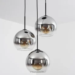 Suspension Verre Fumé-hofstein Suspension Verre 25 cm Koyoto Chrome, Clair, Fumé, 3 lumières