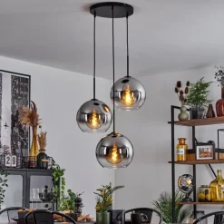 Suspension Verre Fumé-hofstein Suspension Verre 25 cm Koyoto Chrome, Clair, Fumé, 3 lumières