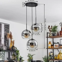 Suspension Verre Fumé-hofstein Suspension Verre 25 cm Koyoto Clair, Fumé, 3 lumières