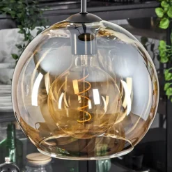 hofstein Suspension Verre 25 cm Koyoto Ambre, 3 lumières