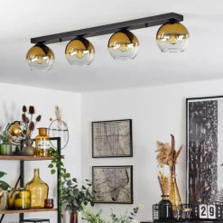 hofstein Suspension Verre 15 cm Koyoto Or, Clair, 4 lumières