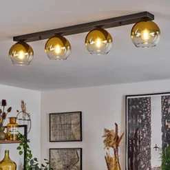 hofstein Suspension Verre 15 cm Koyoto Or, Clair, 4 lumières