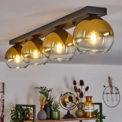 hofstein Suspension Verre 15 cm Koyoto Or, Clair, 4 lumières