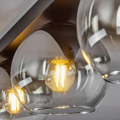 Suspension Verre Fumé-hofstein Suspension Verre 15 cm Koyoto Chrome, Clair, Fumé, 4 lumières