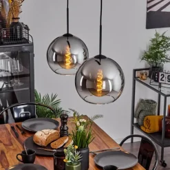 Suspension Verre Fumé-hofstein Suspension Verre 25 cm Koyoto Chrome, Clair, Fumé, 2 lumières