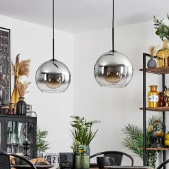 Suspension Verre Fumé-hofstein Suspension Verre 25 cm Koyoto Chrome, Clair, Fumé, 2 lumières