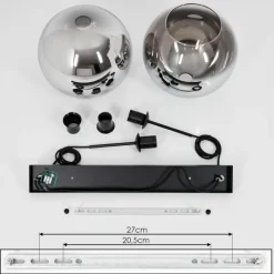 Suspension Verre Fumé-hofstein Suspension Verre 25 cm Koyoto Chrome, Clair, Fumé, 2 lumières