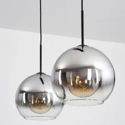 Suspension Verre Fumé-hofstein Suspension Verre 25 cm Koyoto Chrome, Clair, Fumé, 2 lumières