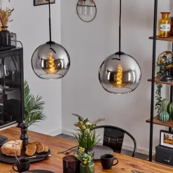 Suspension Verre Fumé-hofstein Suspension Verre 25 cm Koyoto Chrome, Clair, Fumé, 2 lumières