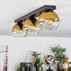 hofstein Suspension Verre 15 cm Koyoto Or, Clair, 3 lumières