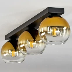 hofstein Suspension Verre 15 cm Koyoto Or, Clair, 3 lumières