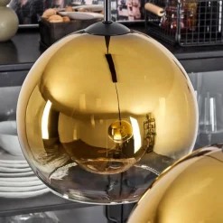 hofstein Suspension Verre 25 cm Koyoto Or, Clair, 2 lumières