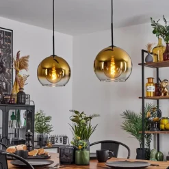 hofstein Suspension Verre 25 cm Koyoto Or, Clair, 2 lumières