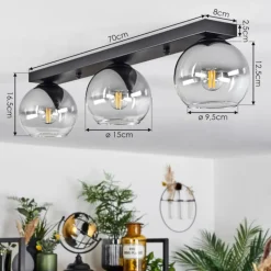 Suspension Verre Fumé-hofstein Suspension Verre 15 cm Koyoto Clair, Fumé, 3 lumières