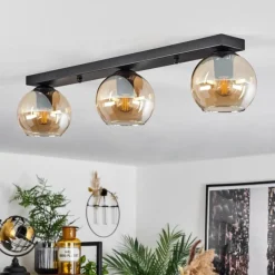 hofstein Suspension Verre 15 cm Koyoto Ambre, 3 lumières