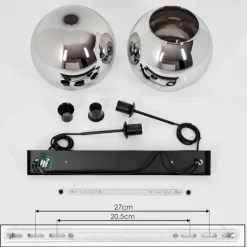 Suspension Verre Fumé-hofstein Suspension Verre 25 cm Koyoto Chrome, Fumé, 2 lumières