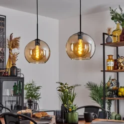 hofstein Suspension Verre 25 cm Koyoto Ambre, 2 lumières