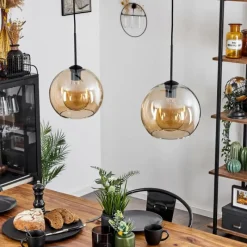 hofstein Suspension Verre 25 cm Koyoto Ambre, 2 lumières