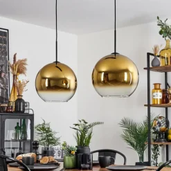 hofstein Suspension Verre 30 cm Koyoto Or, Clair, 2 lumières