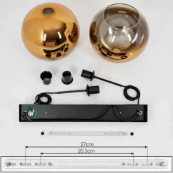 hofstein Suspension Verre 30 cm Koyoto Or, Clair, 2 lumières