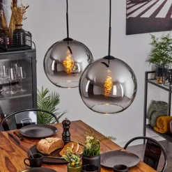 Suspension Verre Fumé-hofstein Suspension Verre 30 cm Koyoto Chrome, Clair, Fumé, 2 lumières