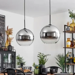 Suspension Verre Fumé-hofstein Suspension Verre 30 cm Koyoto Chrome, Clair, Fumé, 2 lumières