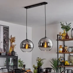 Suspension Verre Fumé-hofstein Suspension Verre 30 cm Koyoto Chrome, Clair, Fumé, 2 lumières