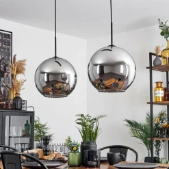 Suspension Verre Fumé-hofstein Suspension Verre 30 cm Koyoto Chrome, Fumé, 2 lumières