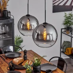 Suspension Verre Fumé-hofstein Suspension Verre 30 cm Koyoto Clair, Fumé, 2 lumières