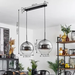 Suspension Verre Fumé-hofstein Suspension Verre 30 cm Koyoto Clair, Fumé, 2 lumières