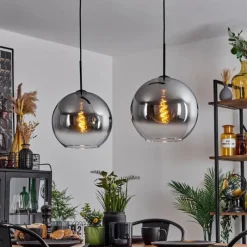 Suspension Verre Fumé-hofstein Suspension Verre 30 cm Koyoto Clair, Fumé, 2 lumières