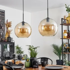 hofstein Suspension Verre 30 cm Koyoto Ambre, 2 lumières