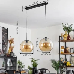 hofstein Suspension Verre 30 cm Koyoto Ambre, 2 lumières