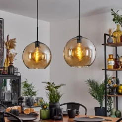 hofstein Suspension Verre 30 cm Koyoto Ambre, 2 lumières