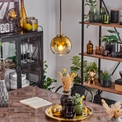 hofstein Suspension Verre 15 cm Koyoto Or, Noir, 1 lumière