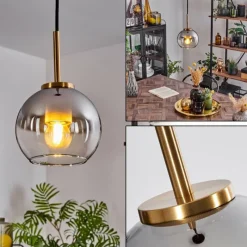 hofstein Suspension Verre 15 cm Koyoto Or, Noir, 1 lumière