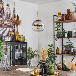 hofstein Suspension Verre 15 cm Koyoto Or, Noir, 1 lumière