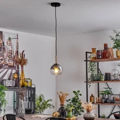 hofstein Suspension Verre 15 cm Koyoto Or, Noir, 1 lumière