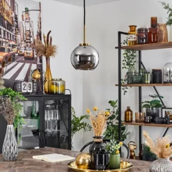 hofstein Suspension Verre 15 cm Koyoto Or, Noir, 1 lumière