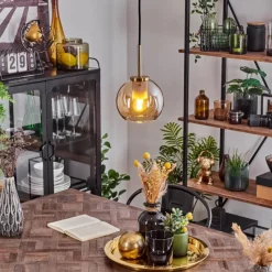 hofstein Suspension Verre 15 cm Koyoto Or, Noir, 1 lumière