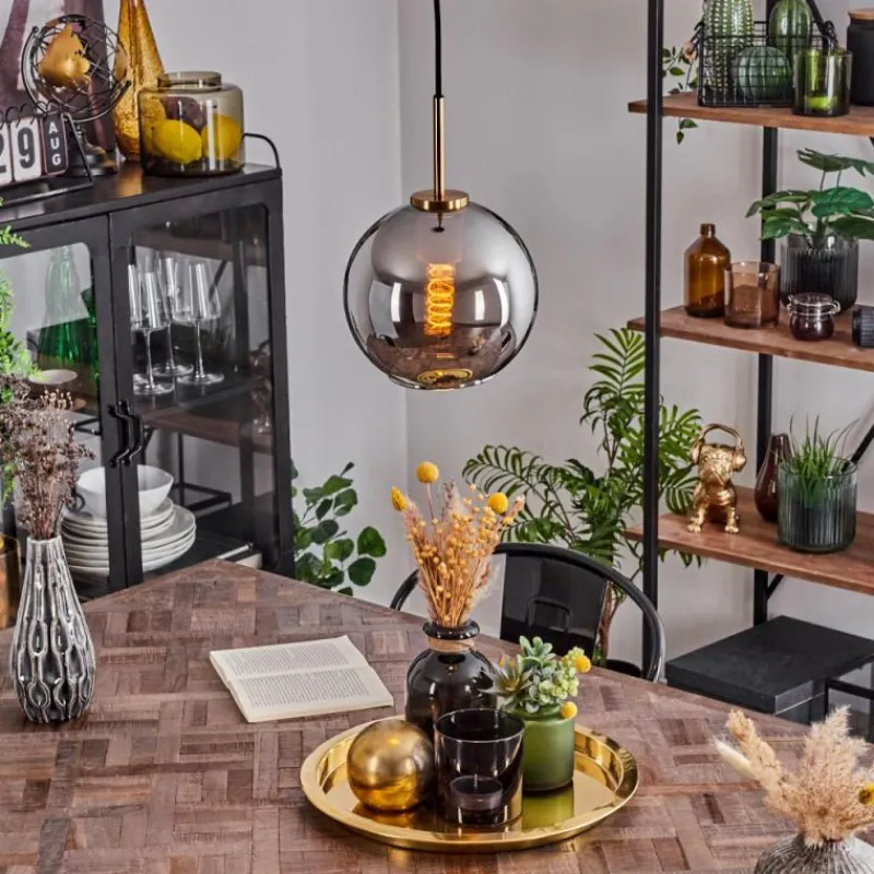 hofstein Suspension Verre 20 cm Koyoto Or, Noir, 1 lumière