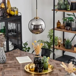 hofstein Suspension Verre 20 cm Koyoto Or, Noir, 1 lumière