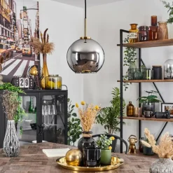 hofstein Suspension Verre 20 cm Koyoto Or, Noir, 1 lumière