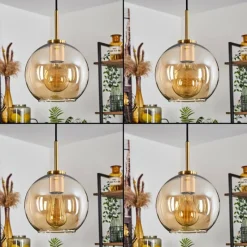 hofstein Suspension Verre 20 cm Koyoto Or, Noir, 1 lumière