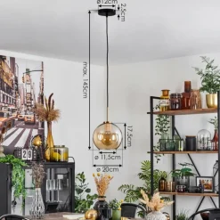 hofstein Suspension Verre 20 cm Koyoto Or, Noir, 1 lumière